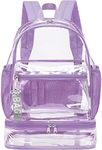 mygreen Clear Backpack with Bottom Compartment for Lunch Box or Shoes, 2-in-1 Design for School, Sports, Work, Stadium, Security, Travel, College Purple