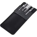 wisdompro Genuine Leather Heavy Duty Pocket Protector Pen Holder/Pouch for Shirts, Lab Coats, Pants - Multi-Purpose - Holds Pens, Pointers, Pencils, and Notes - Vintage Black