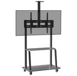 BIG VUE Rolling/Mobile TV Cart with Wheels for 42"-100" Inch LCD LED 4K Flat Screen TVs, TV Floor Stand with Shelf Holds Up to 100 lbs | Adjustable Height Trolley Max VESA 900 x 600 mm