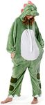 OLAOLA Adult Onesie, Animal Halloween Costume, Unisex Onesies Plush Cosplay Pajamas One-Piece Sleepwear, Dinosaur, Medium