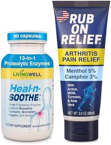 RUB ON RELIEF & HEAL-N-SOOTHE Bundle - Topical Pain Relief Cream for Joints, Knees, Shoulders and Back plus Proteolytic Enzymes for Joint Support for Men and Women - 2-Pack, 3oz Cream & 90 Capsules