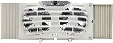 Lasko Electrically Reversible Twin Window Fan with Remote Control, 9 INCH, White