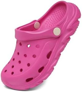 Nedaan Kids Clogs for Girls Comfortable Slip on Sandals Beach Pool Slipper Rose Red