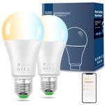 DUSKTEC Alexa Light Bulbs 130W Equivalent, 12W E27 Bluetooth Smart Bulb Warm White to Daylight Dimmable, Light Bulb Screw with APP & Voice Control for Bedroom Living Room, Timer A60 Led Bulb (2 Pack)