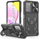 for Samsung Galaxy A03s Protective Case: Military Grade Drop Proof Full Protection Mobile Phone Cover with Kickstand | Durable Rugged Shockproof TPU Matte Textured Tough Bumper Shell