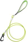 Mighty Paw Chew Proof Dog Lead | 1.8m / 6ft Metal Cable Leash, Non Chewable Braided Steel Cord with Padded Handle. Bite Resistant, Great for Small, Medium and Large Pets, and Teething Puppies (Green)