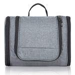 FATMUG Travel Toiletry Kit Organizer Hanging Dopp Kit For Men- Cosmetics Pouch Women-Light Grey - 10 Cm, S