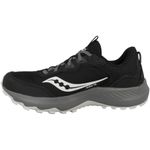 Saucony Womens Aura Trail Running Shoe, Black/Gravel, 7.5 Wide US