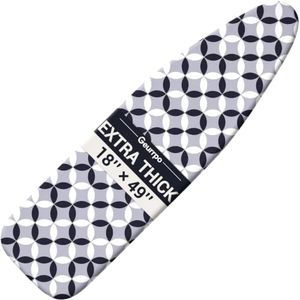 Geurrpo Ironing Board Cover and Pad Fits Standard Size 18x49 Inch Iron Boards Wide Thick Cotton Padded Heavy Duty Scorch and Heat Resistant Elastic Edge Hook and Loop Fasteners for Household Home