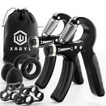 Hand Grip Strengthener Workout Kit Kit (8-Piece), 2 Adjustable Resistance Forearm Grippers, 2 Finger Stretchers, 2 Grip Rings and 2 Stress Relief Grip Balls for Muscle Building and Injury Recovery