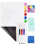 CHMMY Magnetic Whiteboard Paper, 45 x 100cm, Self-Adhesive Dry Erase Board Sheets, Whiteboard Film Stick on Wall for Office, Home, School, 3 Whiteboard Markers, 6 Magnets, Cloth, Tangram, Pen Holder