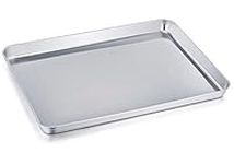 TeamFar Pure Stainless Steel Baking Sheet Cookie Pan Tray, Healthy & Non Toxic, Rust Resistant & Less Stick, Deep Edge & Heavy Duty, Easy Clean & Dishwasher Safe