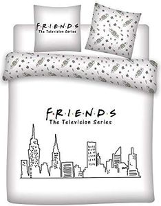 Difuzed AYMAX S.P.R.L. Parure de lit Friends 2 Personnes - Housse de Couette 240x220 cm + 2 Taies d'oreiller 63x63 cm