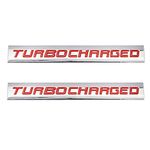 2pcs Turbocharged Logo 3D Metal Decal Emblem Auto Premium Badge Side Fender Car Decal Sticker (Red)