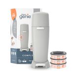 Playtex Diaper Genie Complete Diaper Pail, with Built-in Odor Controlling Antimicrobial, Includes 1 Pail and 3 Max Fresh Refills, Grey