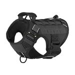 PETODAY Tactical Dog Harness for Large Dogs, Heavy Duty Dog Harness with Handle, No-Pull Service Dog Vest, Adjustable Military Dog Harness Molle Vest for Training Hunting Hiking, Black,M