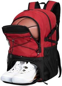 Goloni 30L Sports Backpack with Ball Compartment & Ventilated Shoe Pocket, Waterproof Lightweight Basketball Soccer Volleyball Bag for Youth Boys Girls Men Women,Wine Red