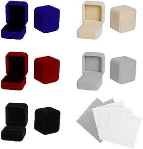 TAFACE 5pcs Velvet Ring Gift Box, viene con 5 paños de limpieza de joyas, elegante caja de almacenamiento para joyas, caja de regalo clásica para anillos de compromiso, pendientes