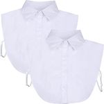 Tatuo 2 Pieces Fake Collar Detachable Collar for Women Shirts Collar Dickey Collar Half False Blouse Dickey (White,Large)