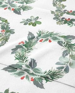 Flannel Christmas Sheets - 100% Cotton Flannel Sheet Set - Twin XL Size - Ultra Soft, Comfy & Cozy - Thick Warm Heavyweight Winter Bed Set - Deep Pocket Holiday Bedding for Women, Men & Kids - Wreaths