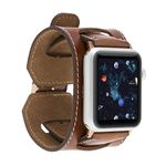 HARDISTON Cuff Watch Band Compatible with Apple 38mm for men & women, Handmade Genuine Leather, Compatible with iWatch Series 7 6 5 4 3 2 1 SE, Wrist Bracelet Arm Band, Small/Band-Russet