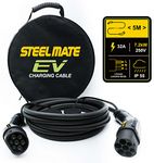 STEEL MATE Type 2 Electric Car Charging Cable, Electric Car Charging and Hybrid Plug-in, EV Charging Cable, with Carrying Bag (5 Meters, 7.2 kW | Single Phase | 32 Amp)