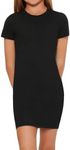 SHENHE Girl's Basic Short Sleeve Crew Neck Bodycon T Shirt Pencil Mini Dresses Black 13-14Y