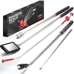 CRAFTZONE Telescoping Magnetic Pickup Tool Set, Inspection Mirrors and Four Claw Grabber Tool, Flexible LED Flashlight, Magnet Stick, Cool Gadgets for Men, Gifts for Husband