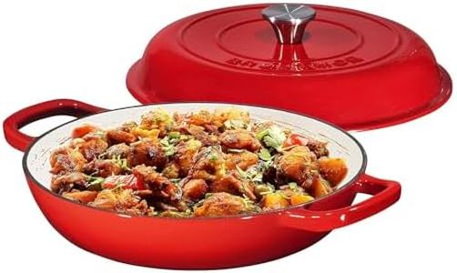 Bruntmor 3.8 Quart Enamel Cast Iron Dutch Oven With Handles And Lid, 3.8 Qt Gradient Red Cast Iron Skillet, Enamel Shallow Cookware Braising Pan For Casserole Dish, Crock Pot Covered With Cast Iron