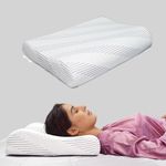 RINIPO Contour Orthopedic Memory Foam Pillow for Sleeping (Pack of 2) with Removable Zipper Pillow Cover (Contour Pillow - King, White & Grey) Orthopedic Pillow for Neck & Shoulder Pain Relief