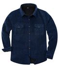 ZENTHACE Men's Warm Sherpa Lined Fleece Plaid Flannel Shirt Jacket(All Sherpa Fleece Lined), Twill Navy, X-Large