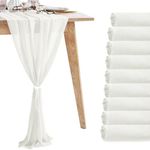 10 Pack 10ft White Chiffon Table Runners,Wedding Table Runner,Sheer Romantic Tulle Table Runner for Christmas Wedding Bridal Tea Party Baby Shower Birthday Party Table Decorations(120 x 12 in)