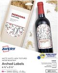 Avery Arched Wine Labels with Sure Feed for Laser Printers, 4.75" x 3.5", 40 White Labels (22826)