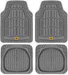 CAT® ToughRide™ Heavy-Duty 4 Piece Rubber All Season Floor Mats for Car Truck Van SUV, Gray - Premium Trim to Fit Car Floor Mat, All Weather Deep Dish Automotive Floor Mats, Total Dirt Protection