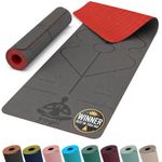 Yogii Yoga Mat - Non-Slip 6mm Thick TPE & Travel-friendly Yoga Mat - Perfect for Home & Gym Exercise Fitness & Pilates - With Laser Alignment Guides (Gray/Red) for Men & Women