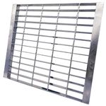 MASSLUNT Galvanized Steel Drain Grate and Frame, 20x20 Outdoor Drain Cover with Base, B125 Class Channel Grate, Durable Heavy Duty Sewer Grate, Sliver Square Drainage Grate for Concrete Floor