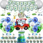 Golf Party Decorations for Men - 107 Pieces Golf Theme Birthday Party Supplies with Banner Balloons Hanging Swirl Cake Topper Sticker Sports Lover Party Decor for Boy Men Golf Ball Fans Par-Tee Time