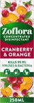 Zoflora Cranberry & Orange Concentrated Multipurpose Disinfectant Liquid, Antibacterial Multi-surface Cleaner, Pet-Friendly, Kills 99,9% of Bacteria & Viruses, 1 x 250ml