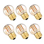 LDCHIUEN G40 G14.5 E26 LED Bulb Amber 1W Low Watt Edison Bulb 10 Watt Warm White 2200K Vintage LED Globe Night Light Bulb for Ceiling Fan, Chandelier, Vanity Light Bulb 6Pack