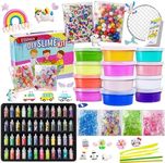 Slime Kit - Slime Supplies Slime Making Kit for Girls Boys, Kids Art Craft, Crystal Clear Slime, Glitter, Slime Charms, Fishbowl Beads Girls Toys Gifts for Kids Age 3+ Year Old