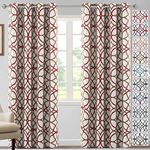 H.VERSAILTEX Blackout Curtains Printed Design for Bedroom 84 Inch Length Thermal Insulated Curtains for Living Room Modern Grommet Window Drapes 2 Panels Set, Taupe and Red