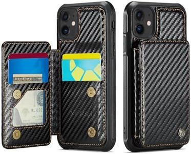 Vinich for iPhone 12/12 Pro Wallet Case with Card Holder, RFID Blocking Credit Slots Kickstand Shockproof Phone Cover Fit for iPhone 12/12 Pro 6.1" Carbon Black