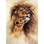 Pitaara Box Lion & Her Baby Cub | Canvas Painting for Bedroom & Living Room | Engineered Wood Frame | 14 x 19.3 inch (36 x 49 cms)