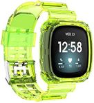 QIEMUTER Clear Watch Band Compatible with Fitbit Sense 2 / Sense Bands, Fitbit Versa 4 / Versa 3 Bands Women Men, Silicone Transparent Crystal Bumper Case Band for Fitbit Sense 2 / Versa 4 Smart Watch