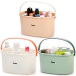 Frcctre 3 Pack Plastic Storage Basket with Handle, Portable Shower Caddy Basket Tote Organizer Bin Cleaning Caddy for Bathroom, Kitchen, College Dorm