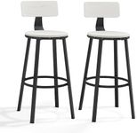 VASAGLE Bar Stools Set of 2, Bar Height Barstools with Back, 28.7 Inches Counter Stools Bar Chairs with Backrest, Steel Frame, Easy Assembly, Bar Stools for Dining Kitchen Bar, Rustic White and Black