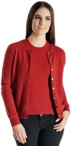 Cashmere Boutique 100% Pure Cashmere Cardigan Twin Sets for Women - Round Neck, Long Sleeve, Button Down, Soft & Warm Sweater