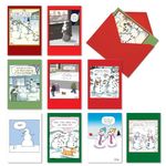 NobleWorks 10 Assorted Box Set Funny Christmas Greeting Cards w/5 x 7 Inch Envelopes (10 Designs, 1 Each) Silly Snowmen AC10704XSG-B1x10