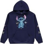 Disney Ladies Lilo and Stitch Sweatshirt - Ladies Classic Lilo and Stitch Hoodie Sweatshirt, Navy, X-Large