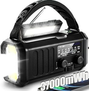 Upgraded 10000mAh/37000mWh Emergency Hand Crank Radio AM/FM with LED Flashlight Solar Radio, Portable Weather Radio, Emergency Cell Phone Charger for Family Outdoor Camping and Emergency Rescue Us